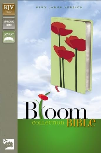 KJV, Thinline Bloom Collection Bible, Imitation Leather, Green/Red, Red Letter Edition