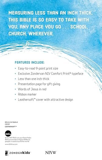 NIV, Bible for Kids, Leathersoft, Gray, Red Letter, Comfort Print: Thinline Edition - Image 2