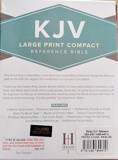 KJV Large Print Compact Bible, Black, Indexed - Image 3