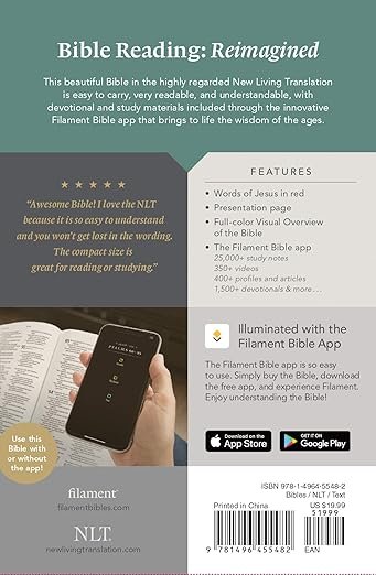 NLT Compact Bible, Filament Enabled (LeatherLike, Rustic Brown, Red Letter) - Image 3