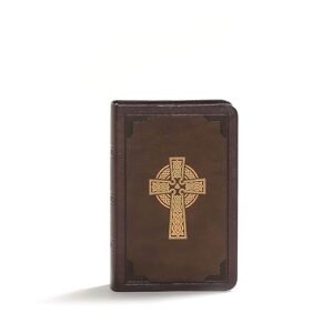 KJV Compact Reference Bible, Celtic Cross Brown LeatherTouch, Red Letter, Pure Cambridge Text, Presentation Page, Cross-References, Full-Color Maps, Easy-to-Read Bible MCM Type
