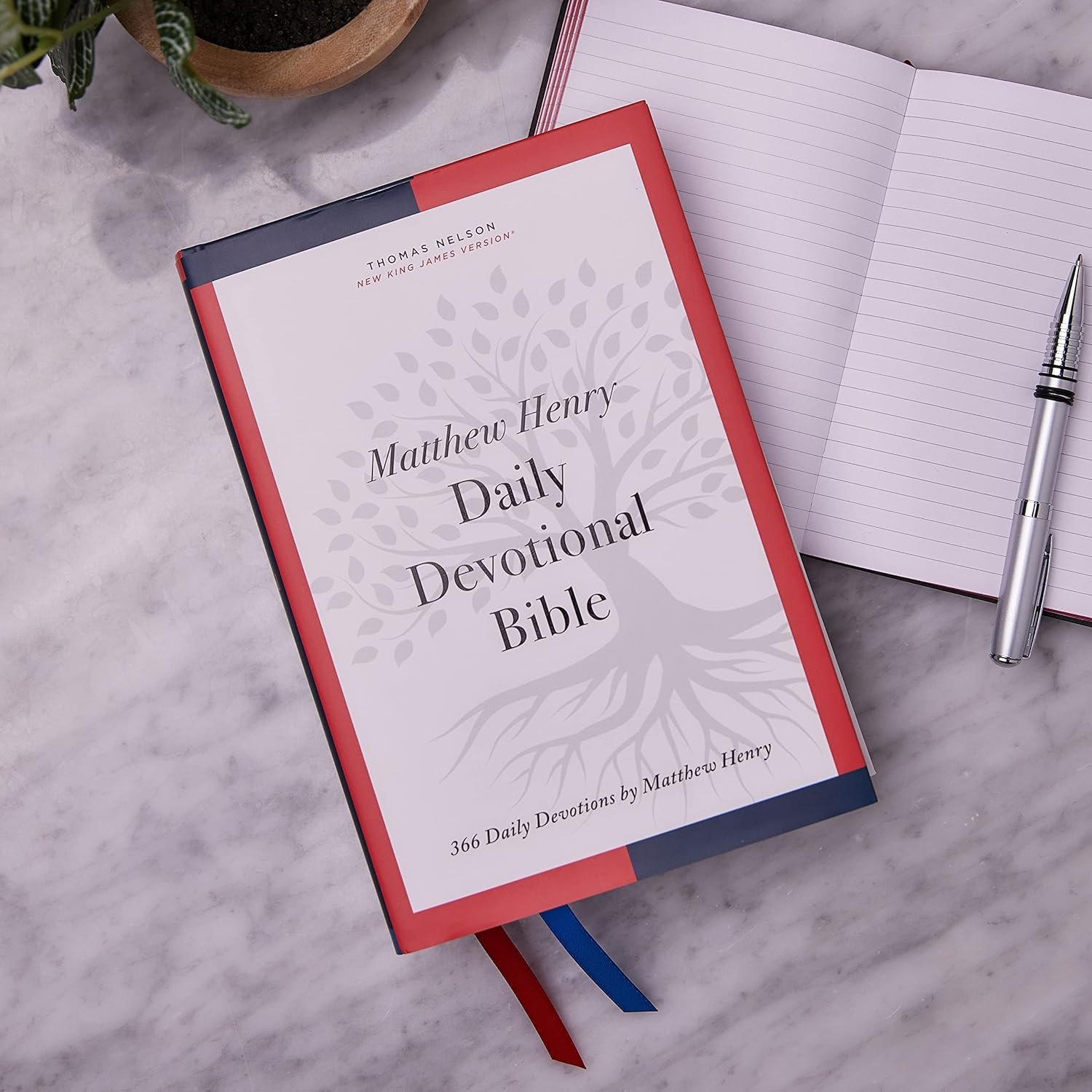 NKJV, Matthew Henry Daily Devotional Bible, Hardcover, Red Letter, Thumb Indexed, Comfort Print: 366 Daily Devotions by Matthew Henry - Image 2