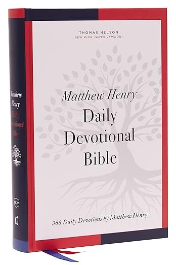 NKJV, Matthew Henry Daily Devotional Bible, Hardcover, Red Letter, Thumb Indexed, Comfort Print: 366 Daily Devotions by Matthew Henry