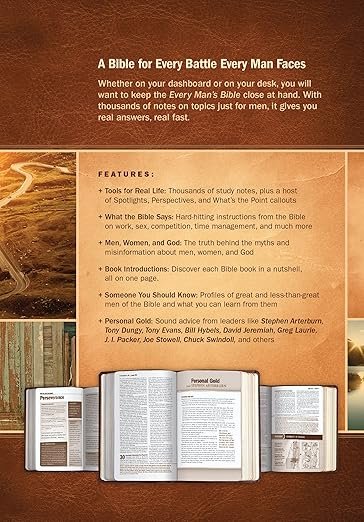 Every Man's Bible NIV, Deluxe Heritage Edition, TuTone (LeatherLike, Brown/Tan) – Study Bible for Men with Study Notes, Book Introductions, and 44 Charts - Image 2