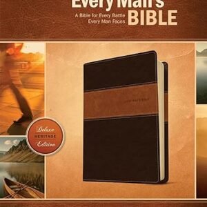 Every Man's Bible NIV, Deluxe Heritage Edition, TuTone (LeatherLike, Brown/Tan) – Study Bible for Men with Study Notes, Book Introductions, and 44 Charts