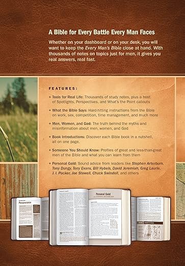 Every Man's Bible NIV, Deluxe Journeyman Edition (LeatherLike, Tan) – Study Bible for Men with Study Notes, Book Introductions, and 44 Charts - Image 2