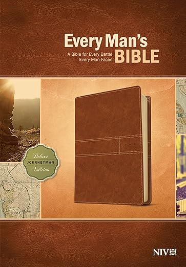 Every Man's Bible NIV, Deluxe Journeyman Edition (LeatherLike, Tan) – Study Bible for Men with Study Notes, Book Introductions, and 44 Charts