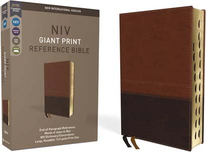 NIV Giant Print Bible, Thumb Index Gold Gilt Edges Brown