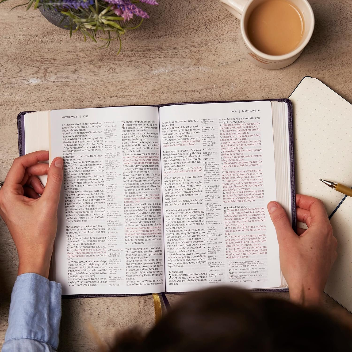 KJV Holy Bible with Cross References, Purple Leather soft, Red Letter, Comfort Print: King James Version - Image 5