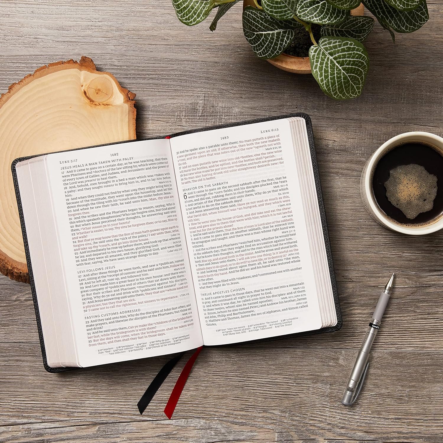 KJV Personal Size LP Single-Column Ref Brown Leathersoft Red Letter Bible - Image 5